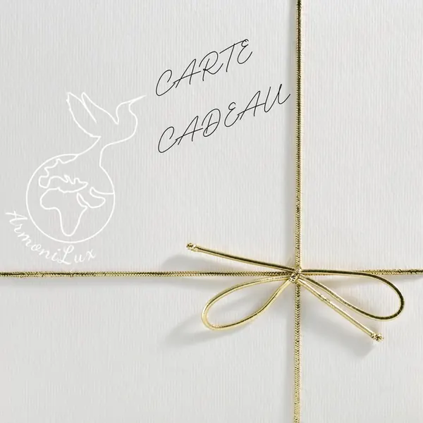 La carte cadeau ArmoniLux&nbsp;: un ruban doré noué sur un papier crème, avec la colombe du logo
